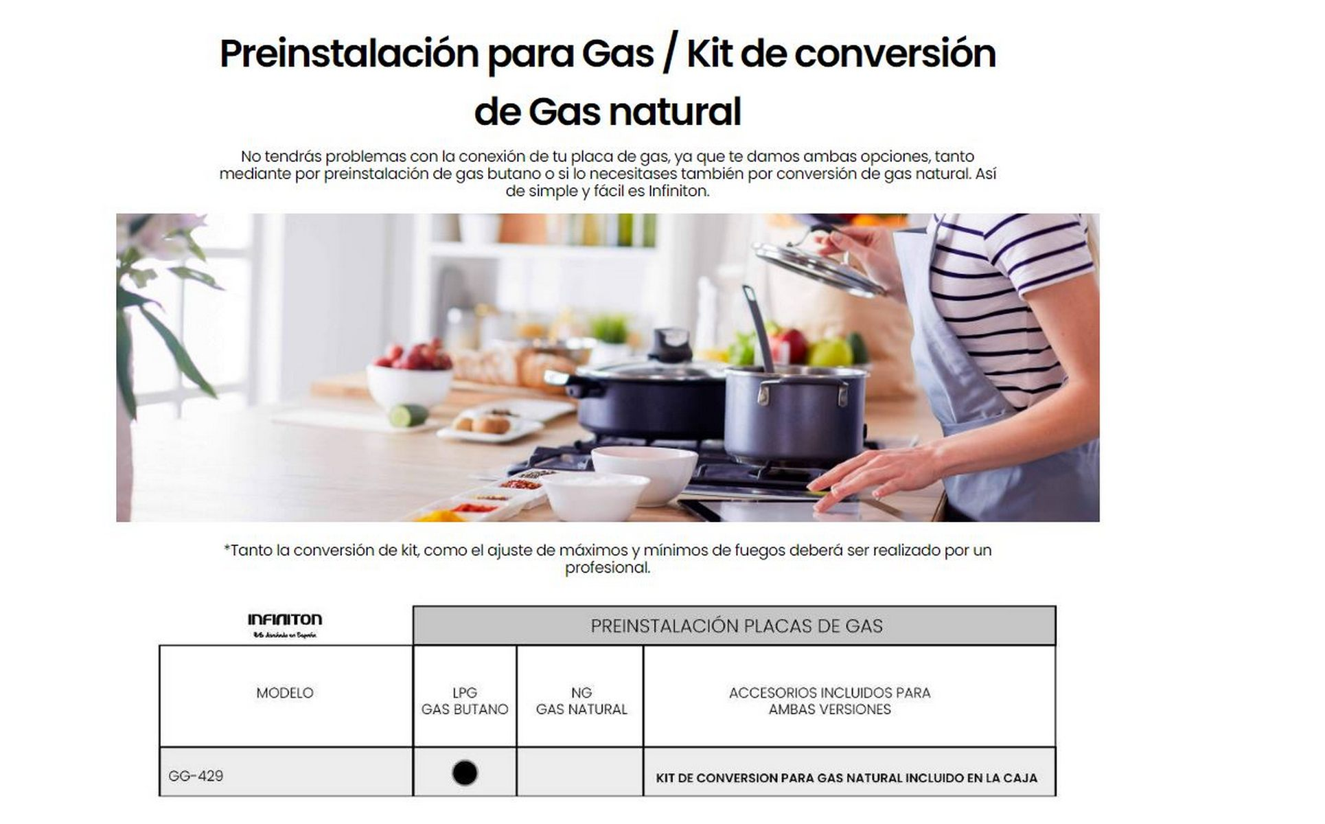 Un documento con texto, una foto de una persona cocinando y una tabla con información.