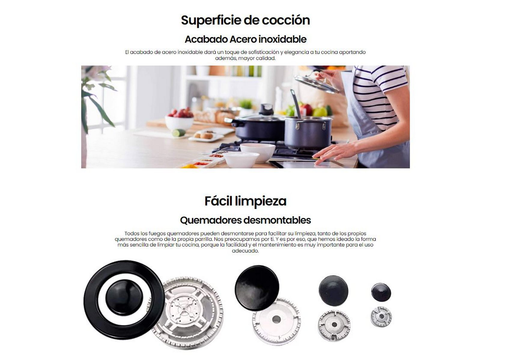 Diagrama de piezas para una estufa. Texto en español. Fondo blanco.