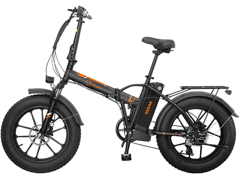 Youin BK1201 Kompakt-/Faltrad (Laufradgröße: 20 Zoll, Unisex-Rad, 375, Schwarz, Orange)