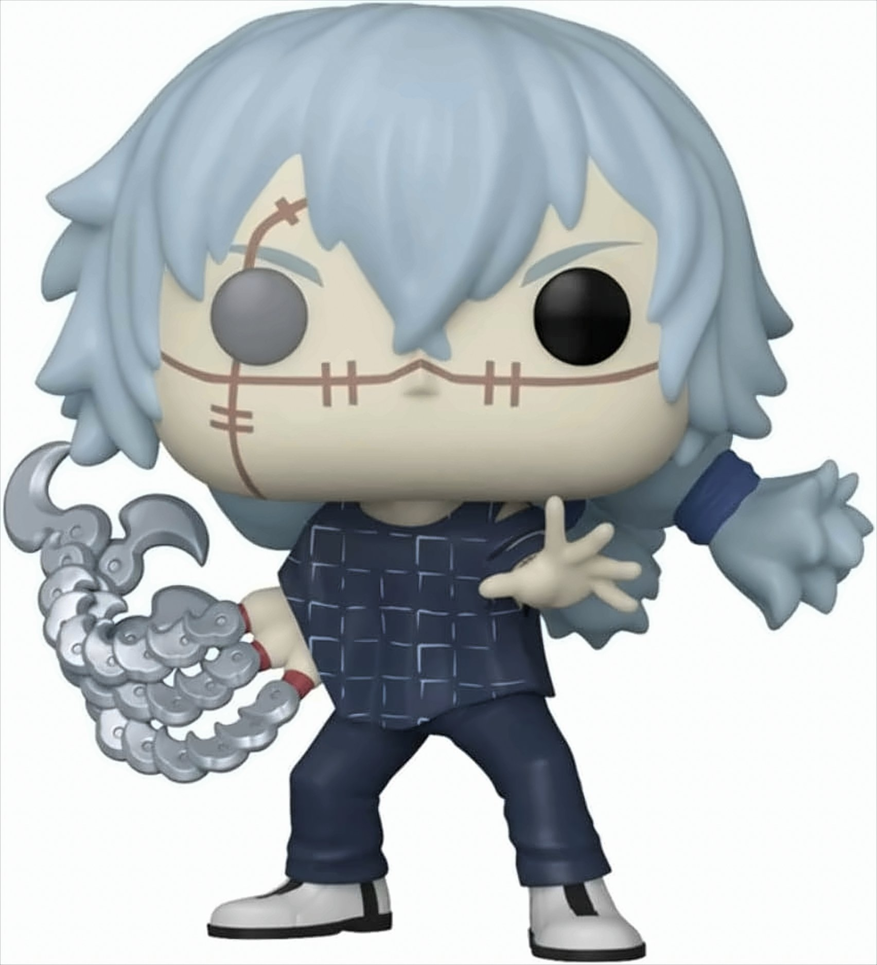 Figura Funko Pop di un personaggio dei cartoni animati con cicatrice e braccio robotico.
