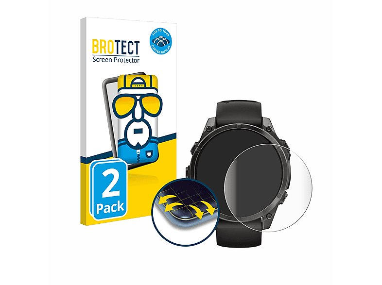 BROTECT Schutzglas Für Garmin Fenix 8 Pro AMOLED (47mm) - 3er Pack Panzerglas 9H Kratzfest