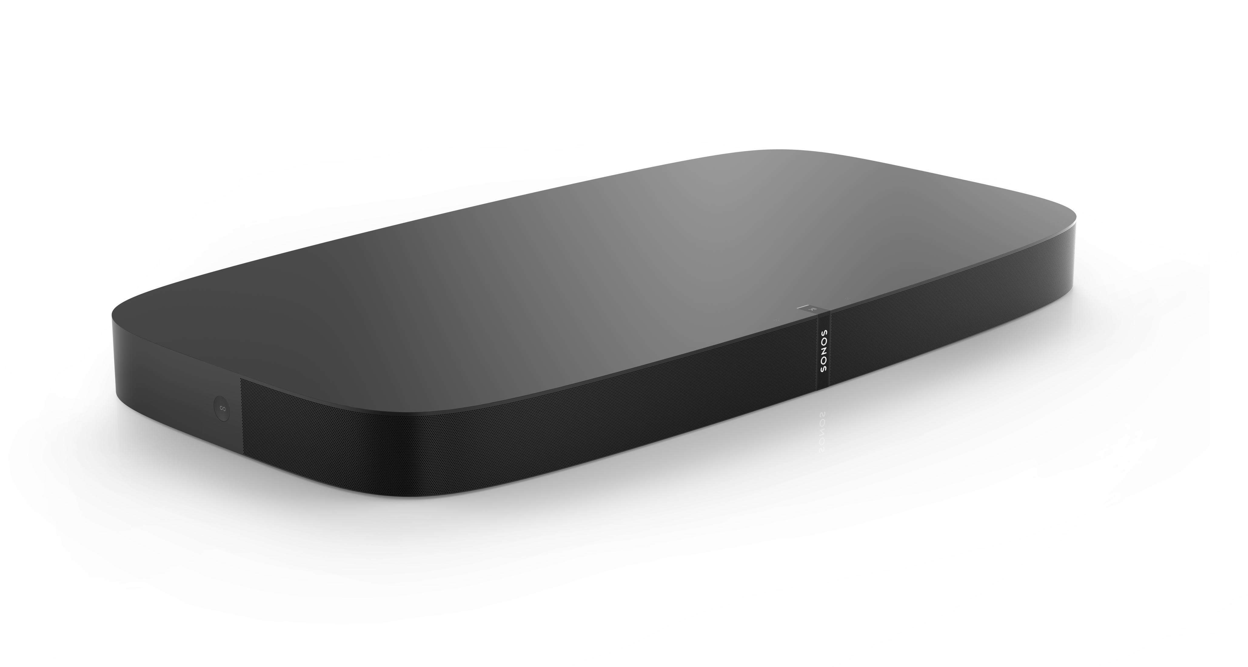 A black sound bar, Sonos brand, on a white background.