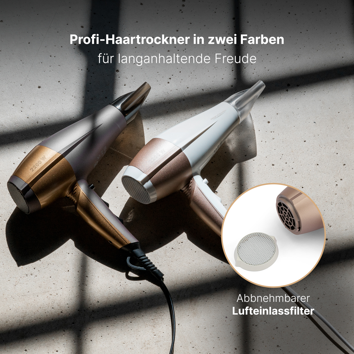 PROFICARE PC-HT 3010 WEISS Haartrockner Weiß/Champagner (2200 Watt)