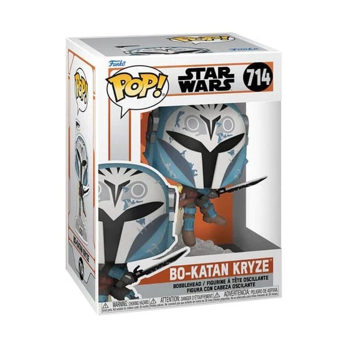 Eine Star Wars Bo-Katan Kryze Funko Pop Figur in einer Display-Box.