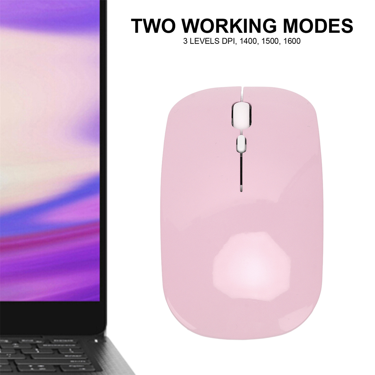 Eine rosa Maus mit Text über Arbeitsmodi.