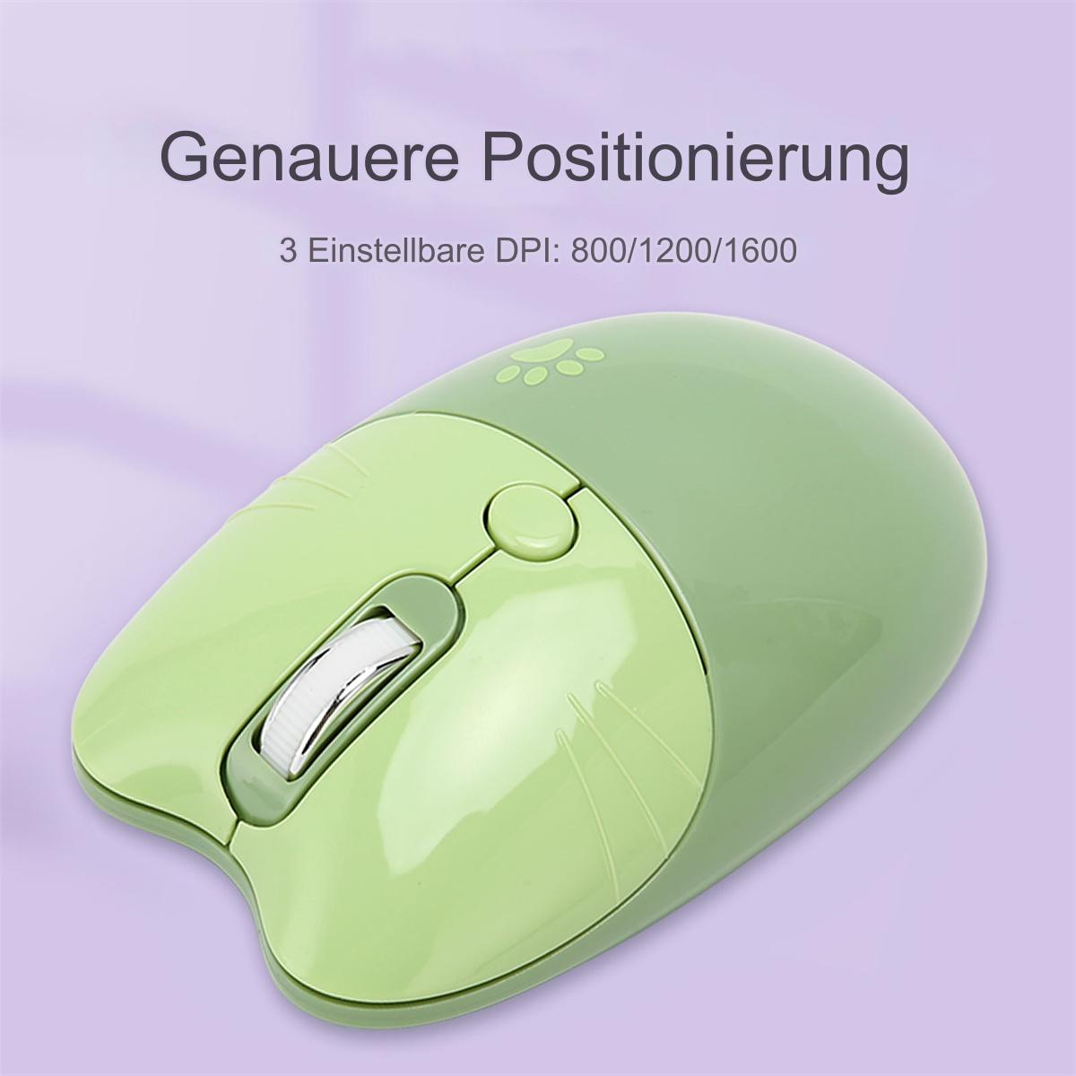 Grüne Maus mit weißem Scrollrad, auf lila Hintergrund.