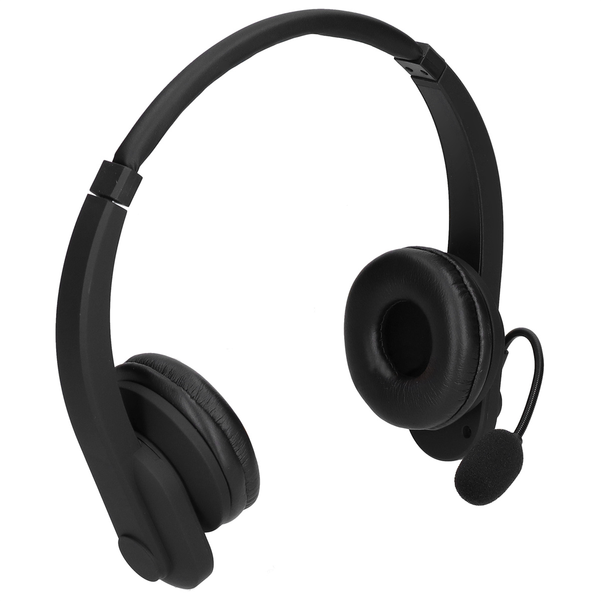 Ein schwarzes Headset mit Mikrofon, für Kommunikation oder Anrufe konzipiert.