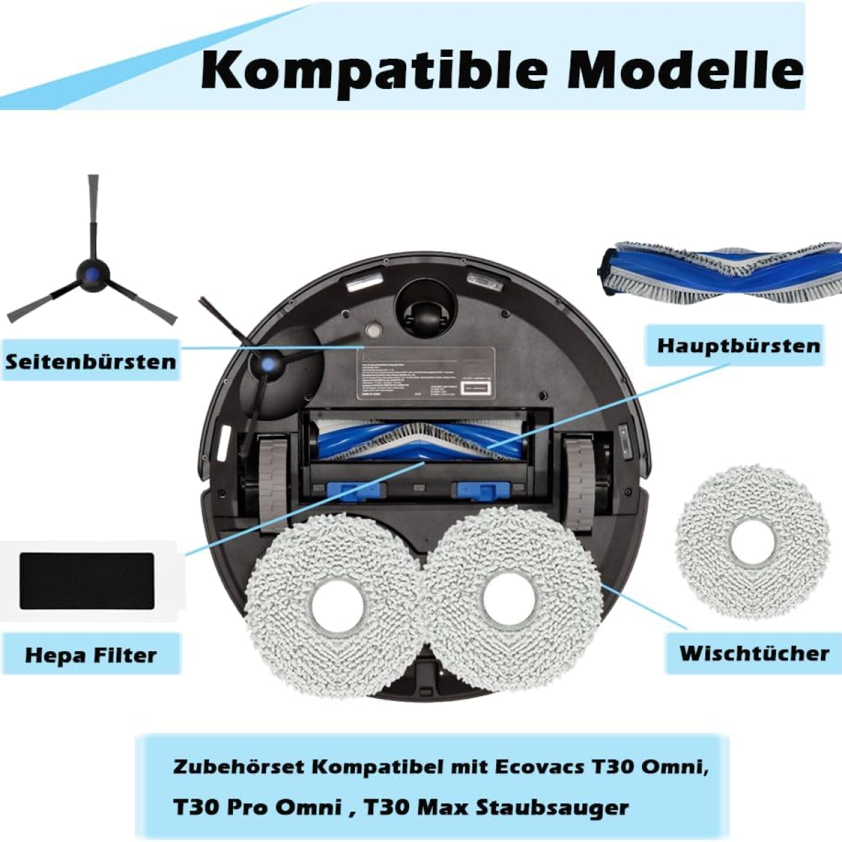 Advokingtap Boîte à Poussière De Rechange Pour Aspirateur Robot Ecovacs T30 Pro, OMNI/T30, OMNI, T30S, Pour Robot Aspirateur Combo Conçu Pour Recueillir Efficacement La Poussière Et Les Débris
