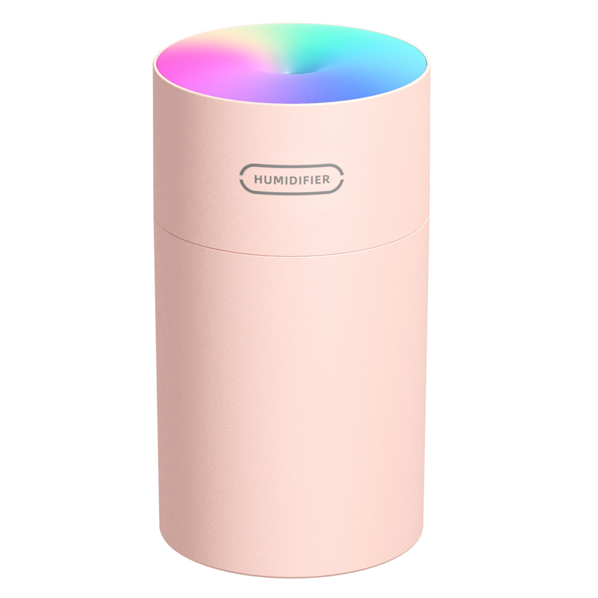 Ein rosa Luftbefeuchter auf weißem Hintergrund.