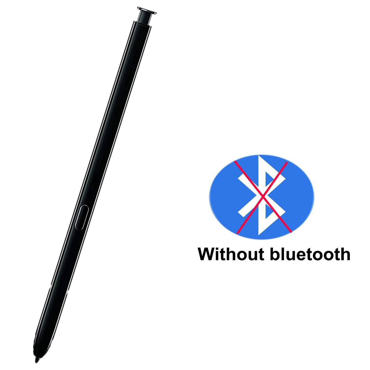Schwarzer Stift mit der Aufschrift „Ohne Bluetooth“ und einem durchgestrichenen Bluetooth-Symbol.