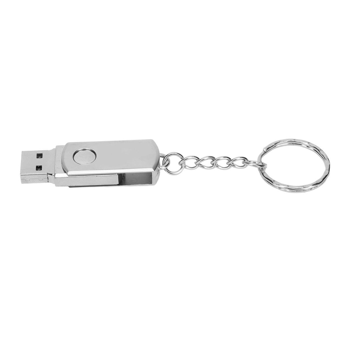 Silberner USB-Stick mit Schlüsselring.