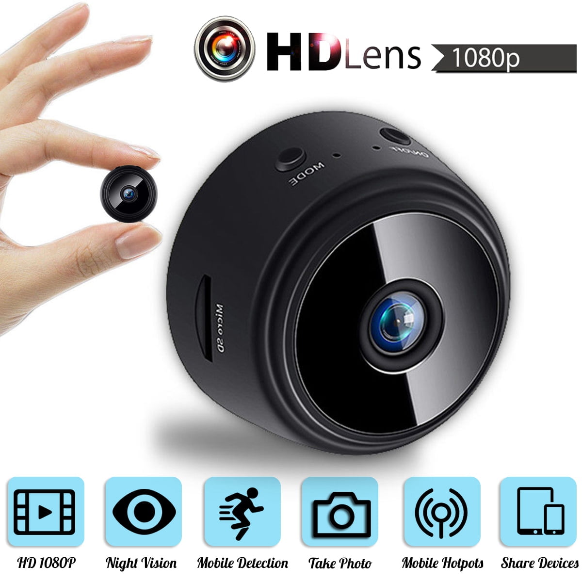 DRAVIX Mini WLAN Kamera 1080P HD Nachtsicht, Überwachungskamera