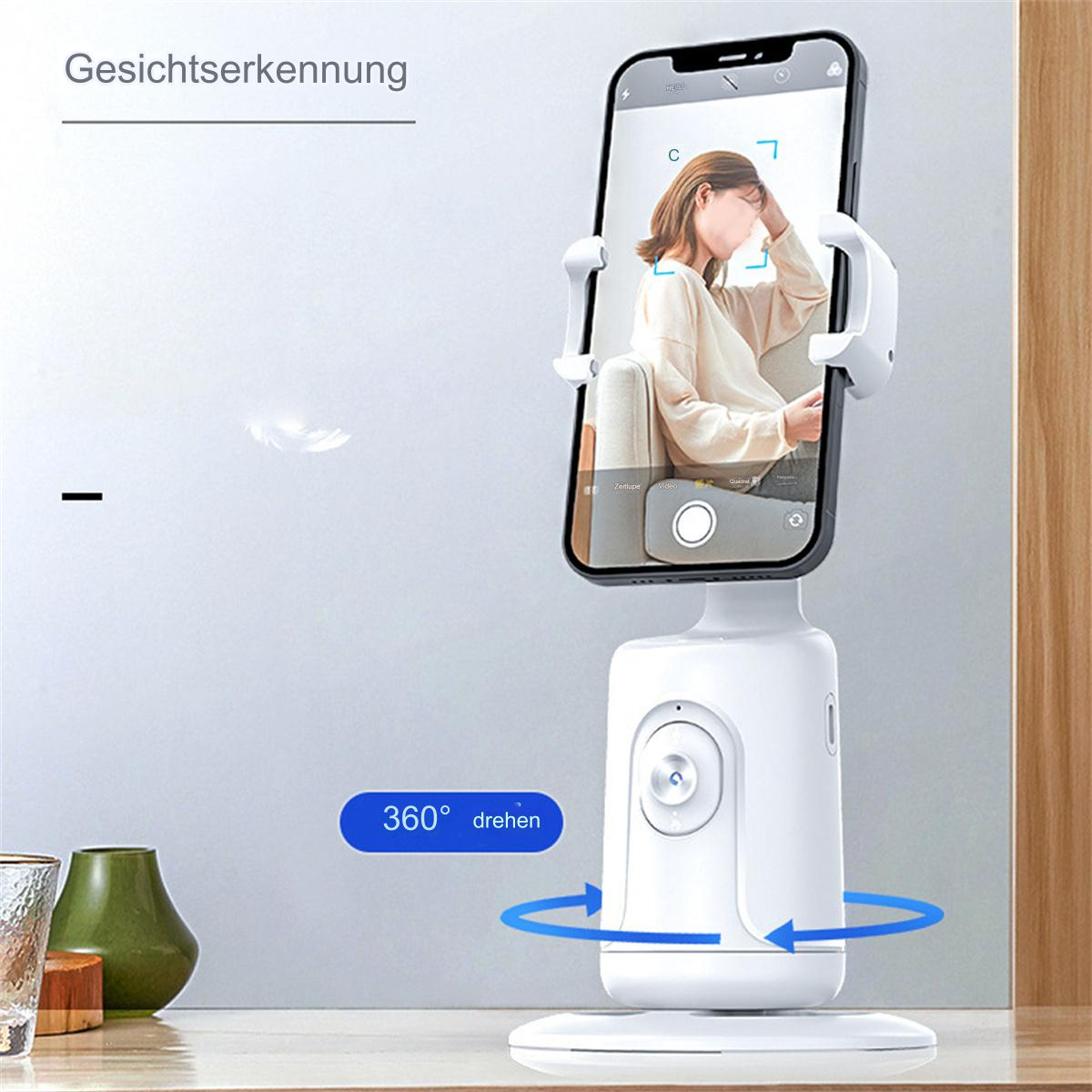 Weißer Telefonhalter mit Telefon, mit Text, auf Holzoberfläche.