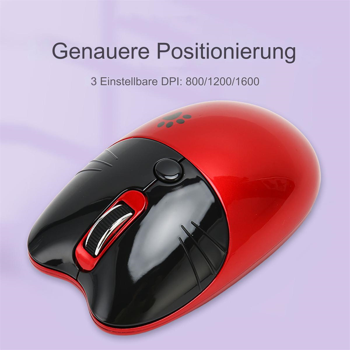 Rote und schwarze Maus, abgewinkelt, mit lila Hintergrund.