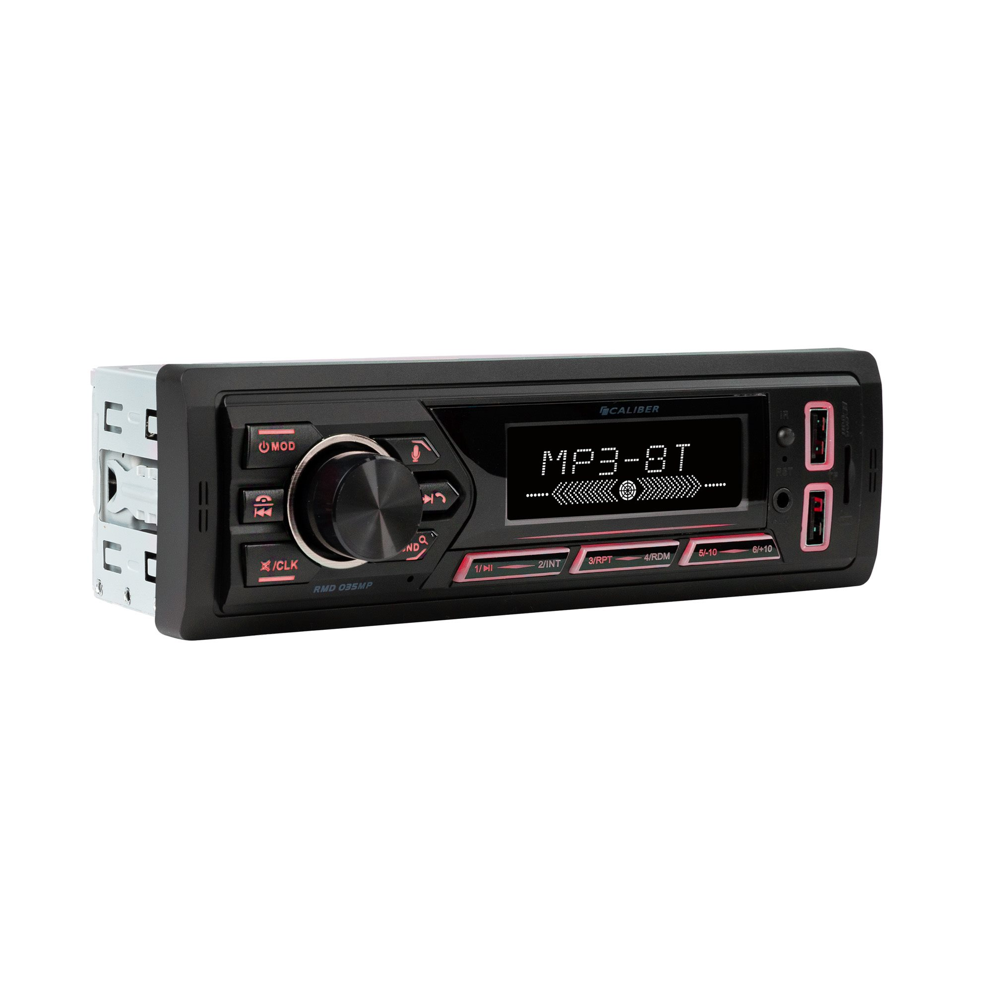 Autoradio mit Knöpfen und einem Display mit der Aufschrift 'MP3-BT'.