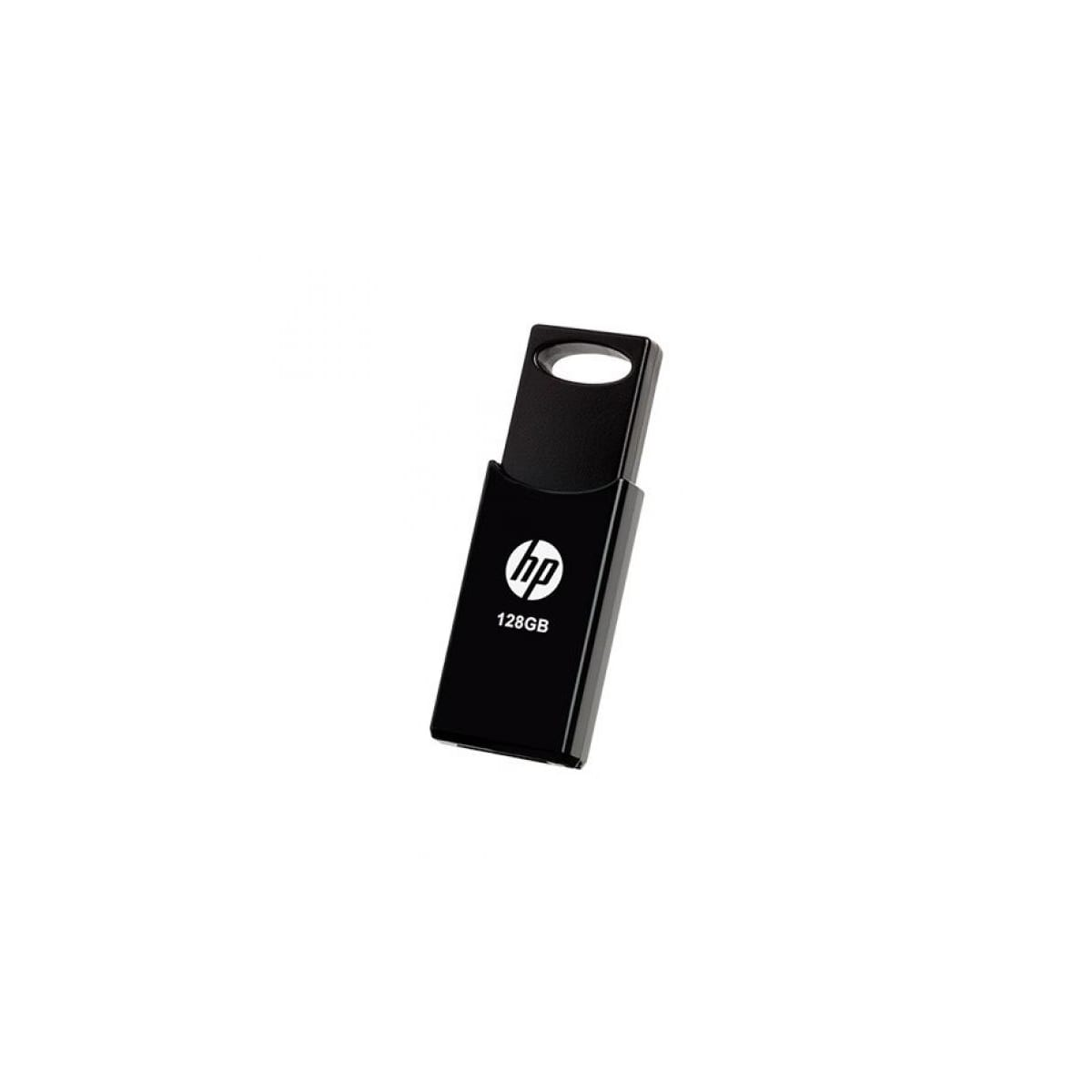Penna USB HP nera da 128 GB, sfondo bianco.