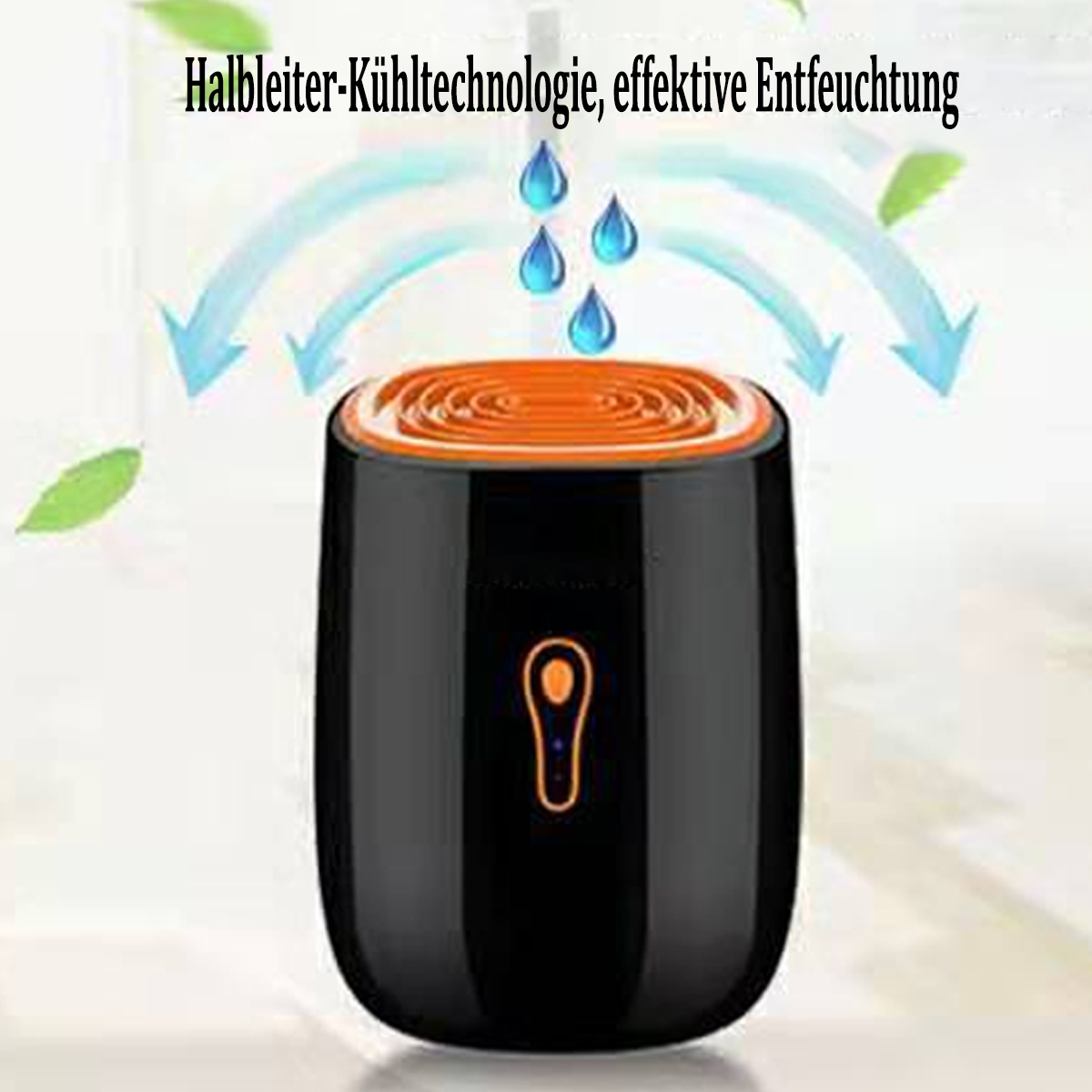 Czarny osuszacz z pomarańczowym wierzchem, tekst: "Halbleiter-Kühltechnologie".