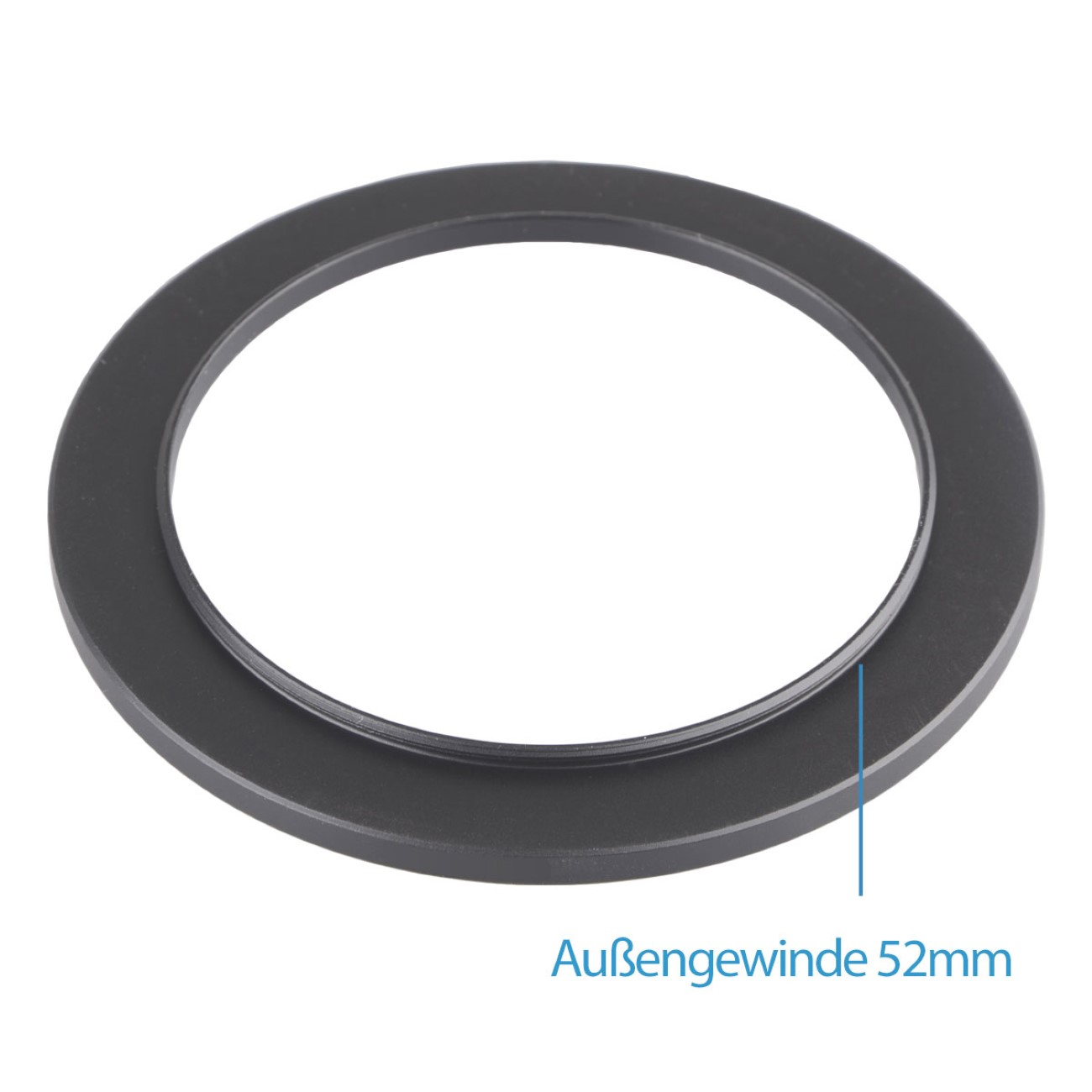 Ein schwarzer Ring mit dem Text "Außengewinde 52mm".
