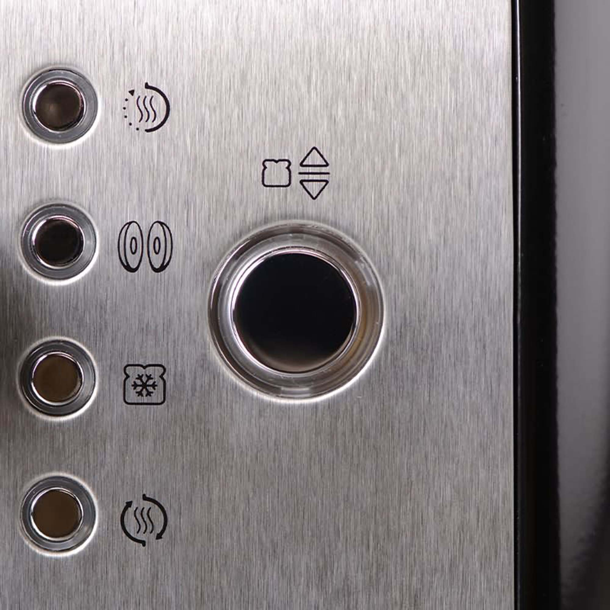 Toaster control panel with buttons and icons.