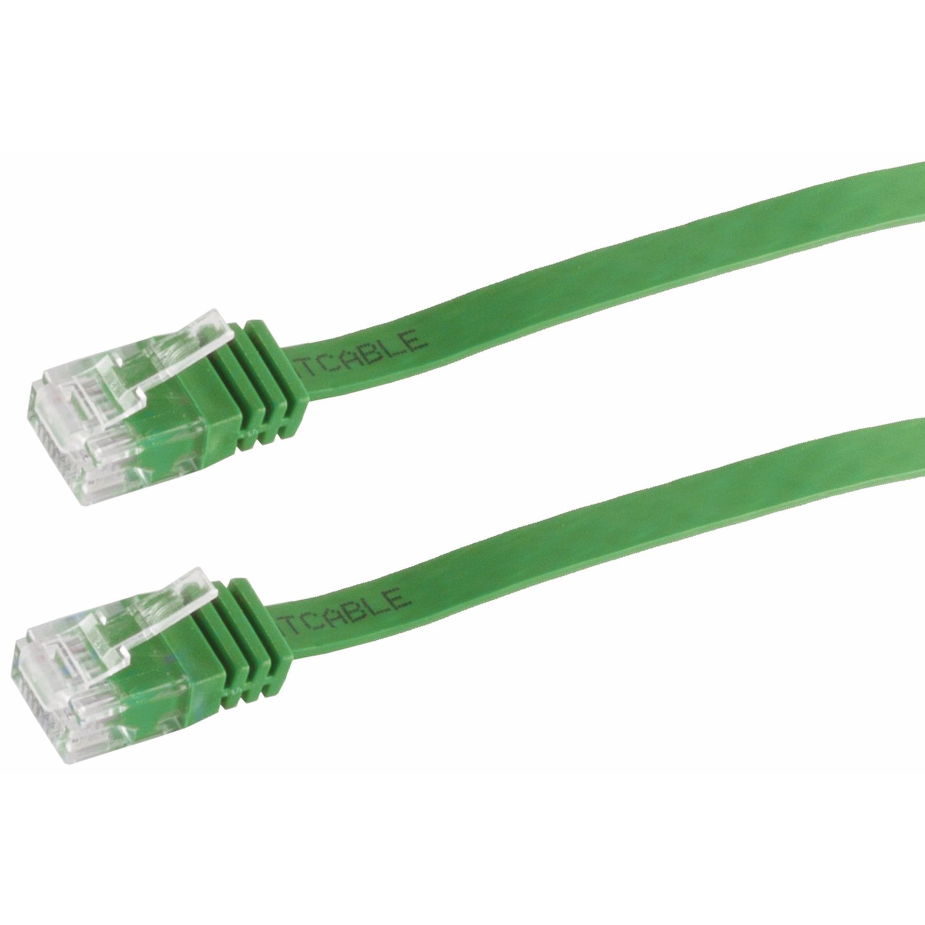 Zwei grüne Netzwerkkabel mit RJ45-Anschlüssen.
