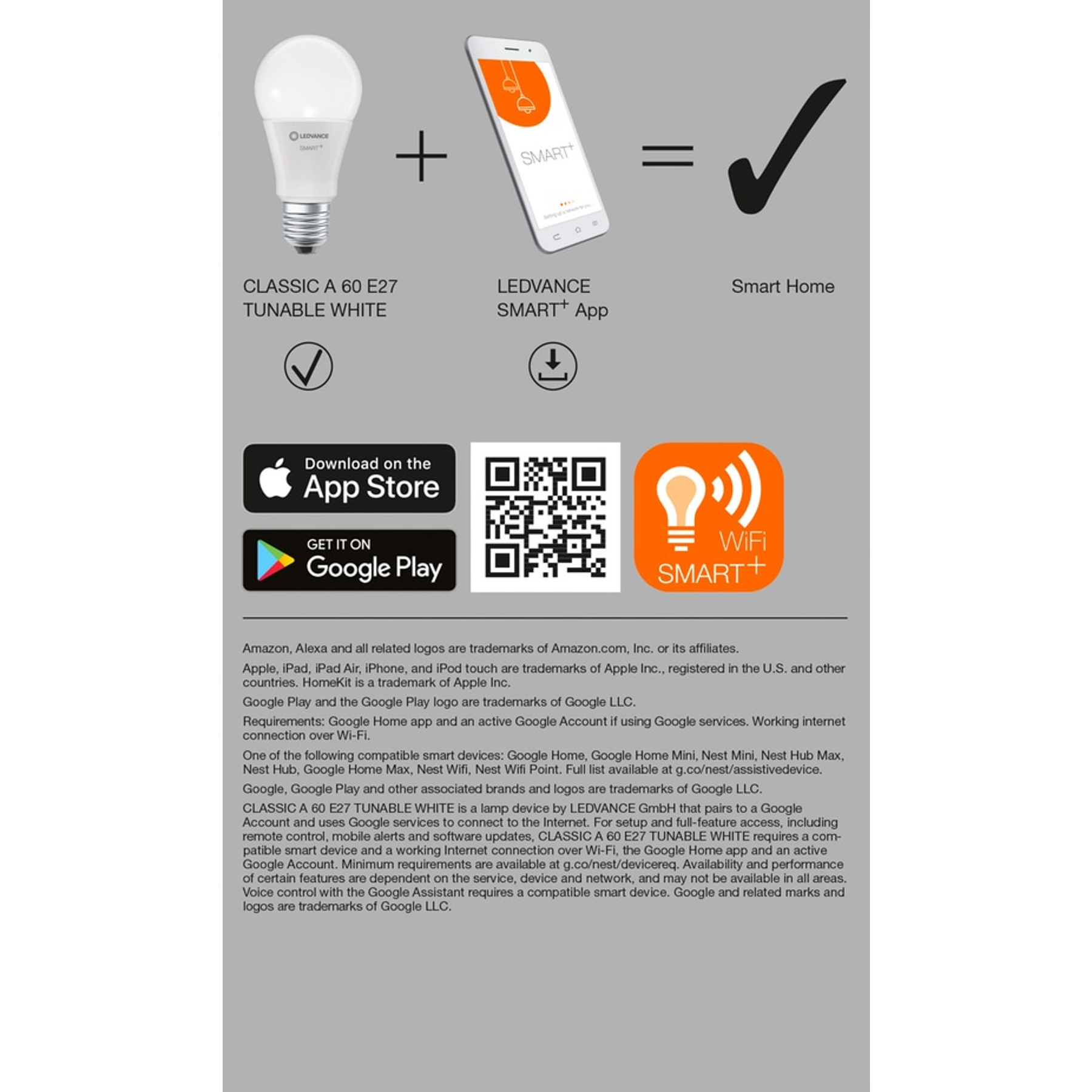 Grafika z żarówką i smartfonem, reprezentująca integrację inteligentnego domu ze znakiem wyboru.