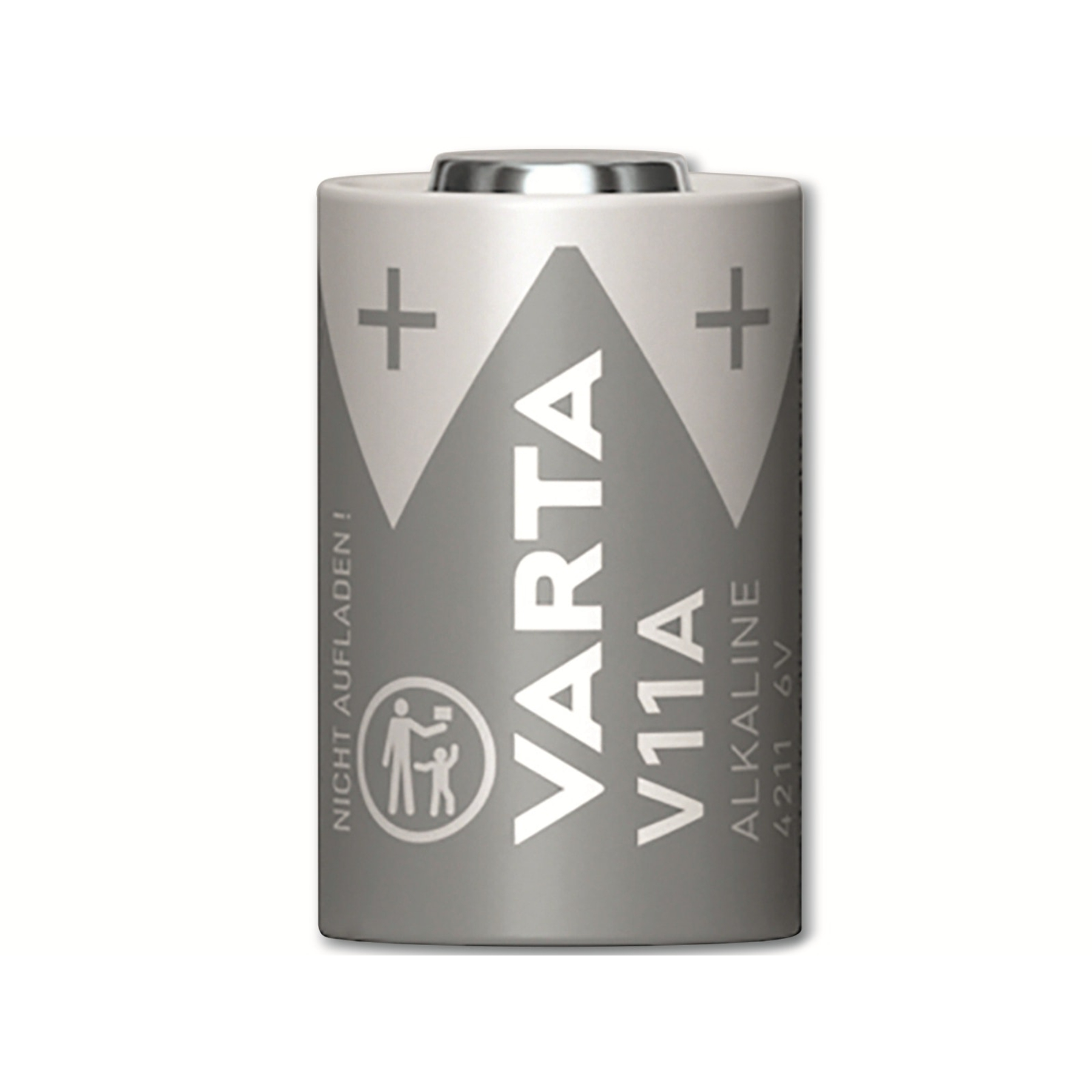 Varta V11A batterij met plustekens.