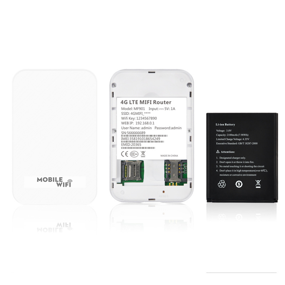 Mobiler WLAN-Router mit Akku. Weiß, mit zwei SIM-Karten-Steckplätzen.