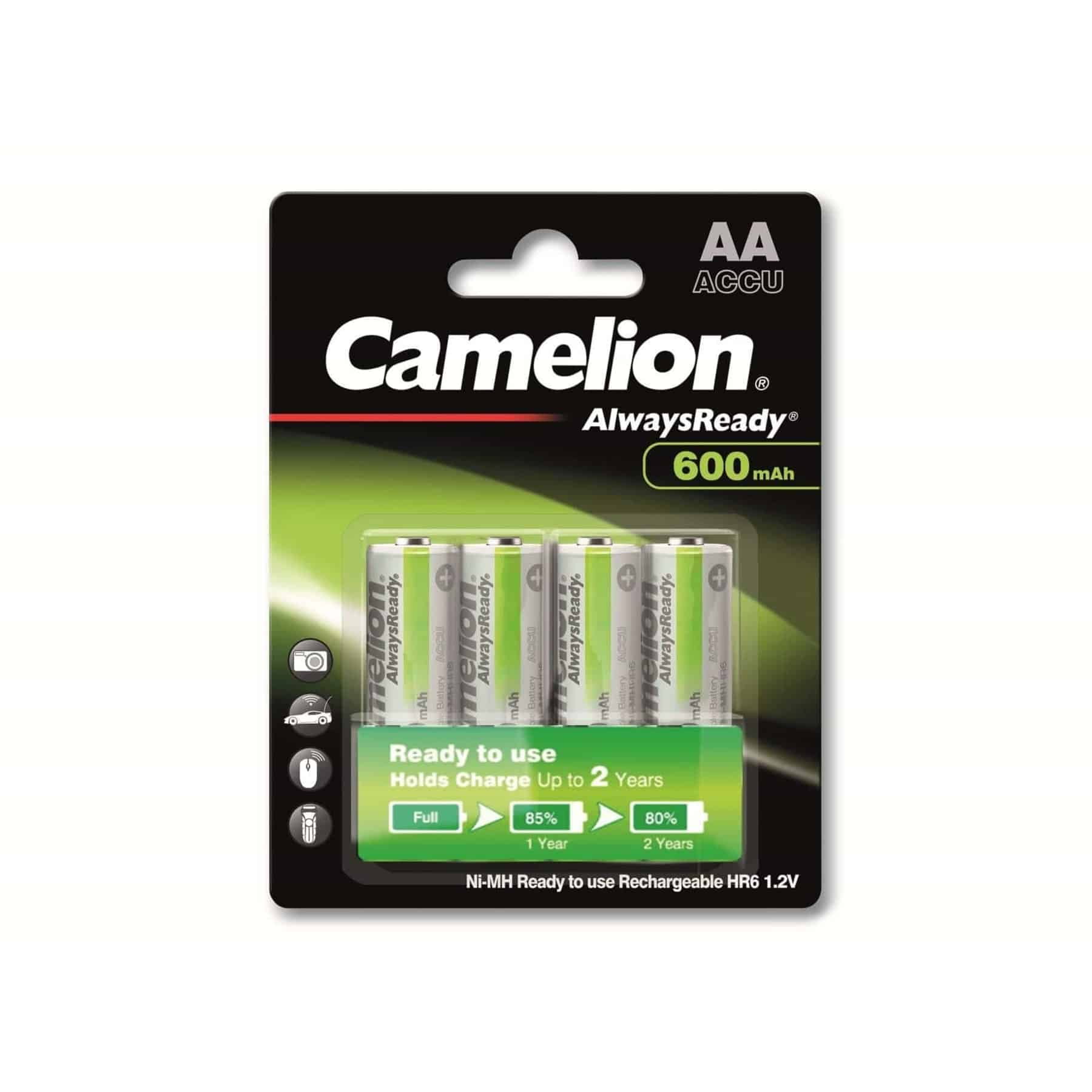 Opakowanie baterii AA. Opakowanie jest zielono-białe z marką Camelion.