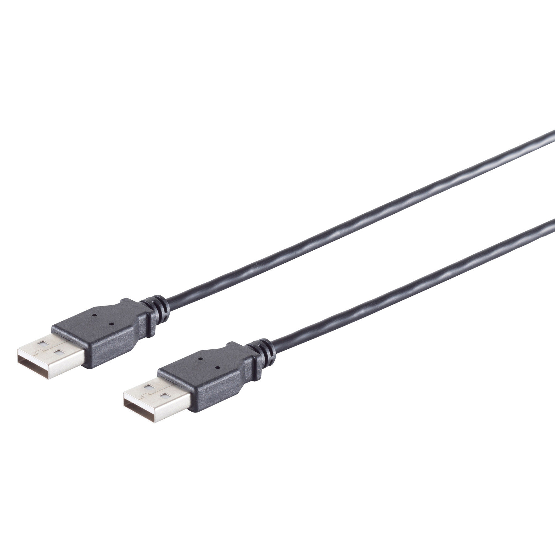 Cavo USB nero con connettori USB-A e USB-A.
