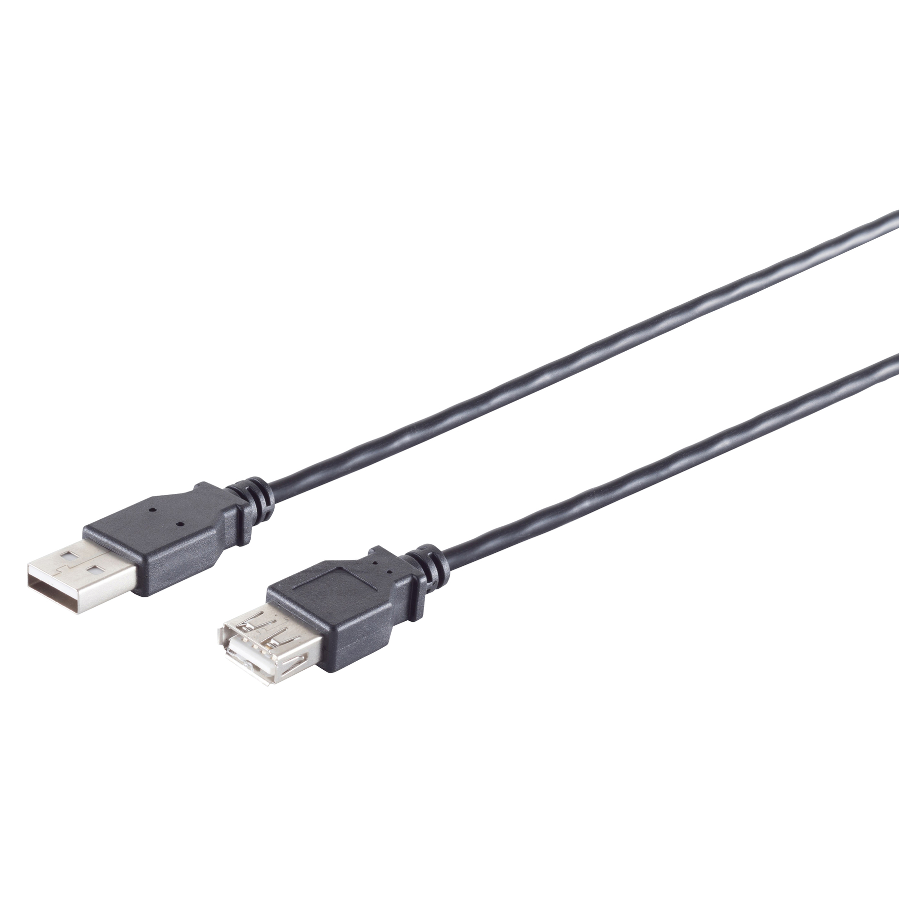 Un cavo USB a USB nero con connettori rettangolari.