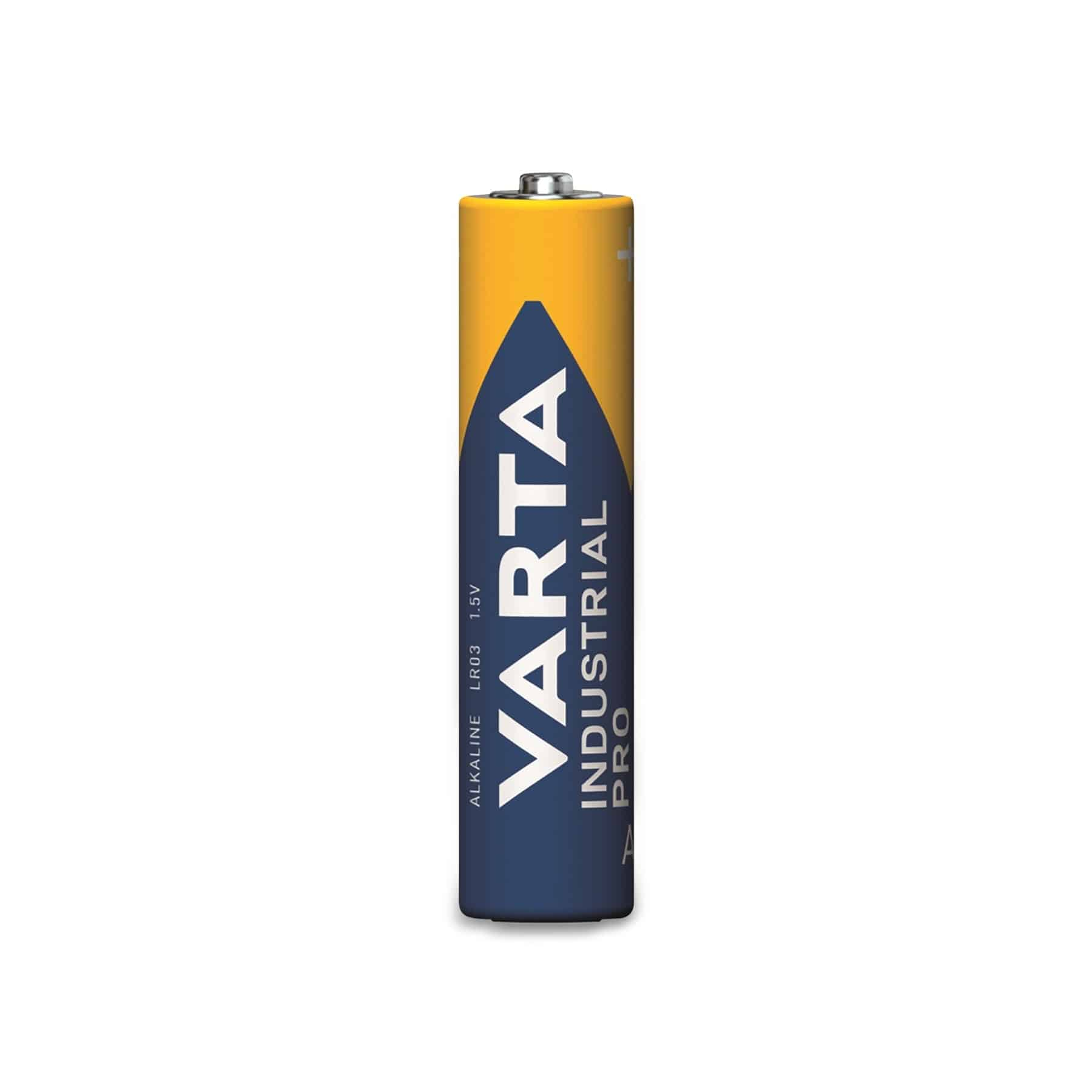 VARTA Industrial Pro AA Batterie mit blau-gelbem Etikett.