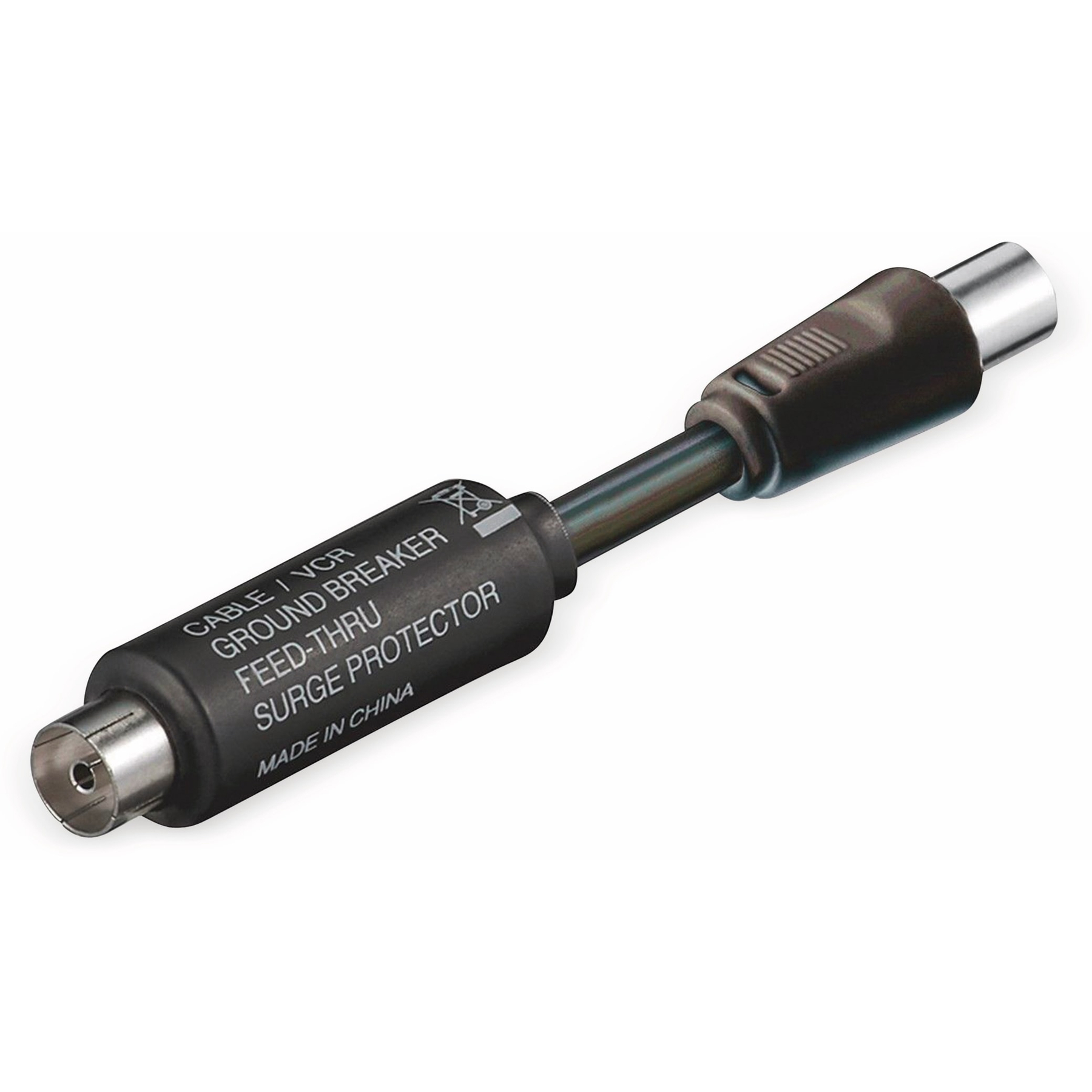 Schwarzes Kabel mit zwei Steckern, beschriftet mit 'CABLE / VOR GROUND BREAKER'.