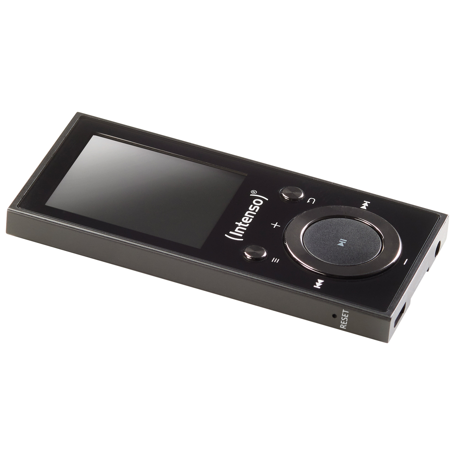 Schwarzer Intenso MP3-Player mit Bildschirm und Bedientasten.