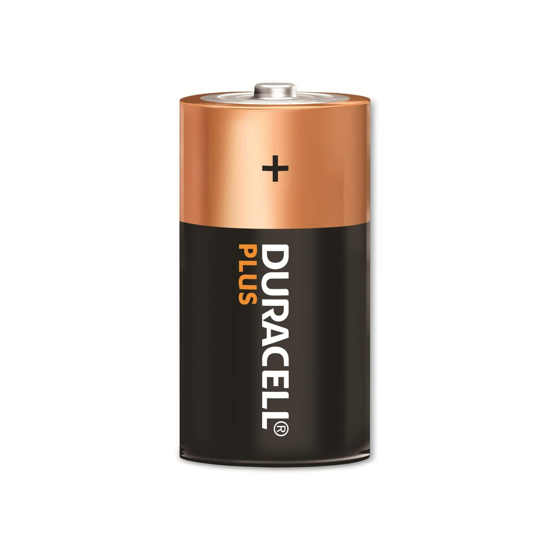 Bateria Duracell Plus z miedzianą górą i czarnym dołem.