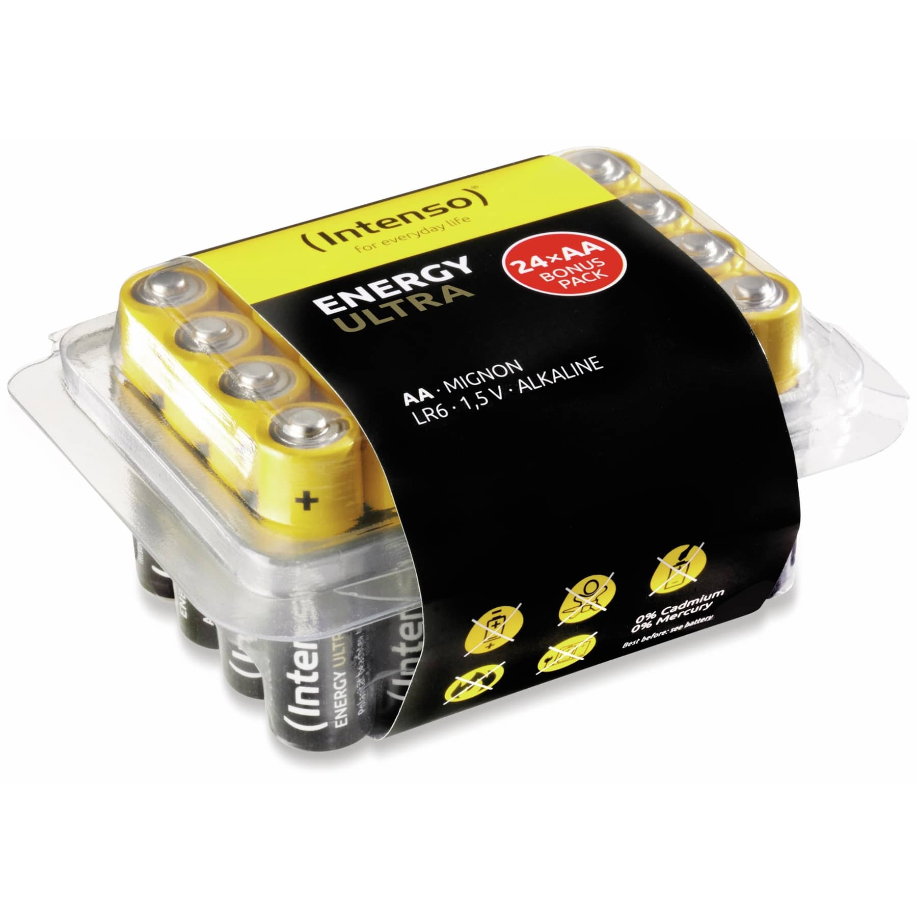 Packung Intenso Energy Ultra AA Batterien, auf weißer Oberfläche.