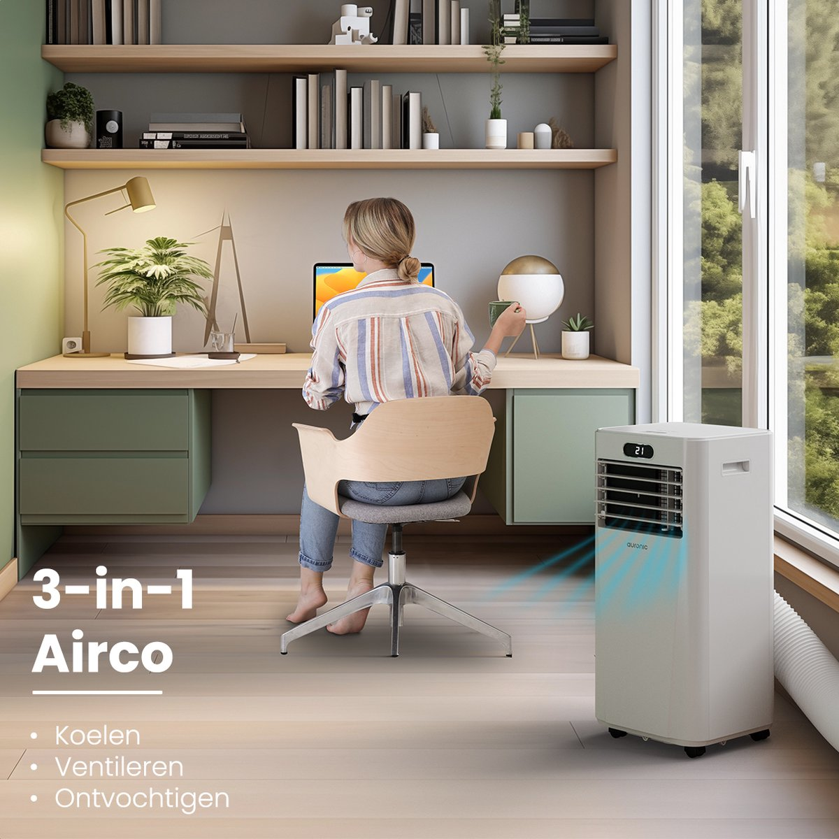 Mobiele Airconditioning Met Display, 1000 Ml, Draagbare Mini Airconditioning 4 In 1 Luchtkoeler Afstandsbediening Timer Airconditioner Met Dubbele Spray En 7 Kleuren Licht 4 Snelheden