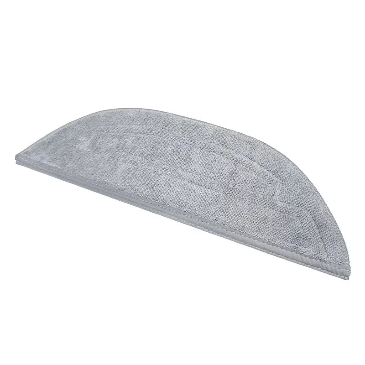 Szara, półkolista nakładka do mopa leżąca na białym tle.