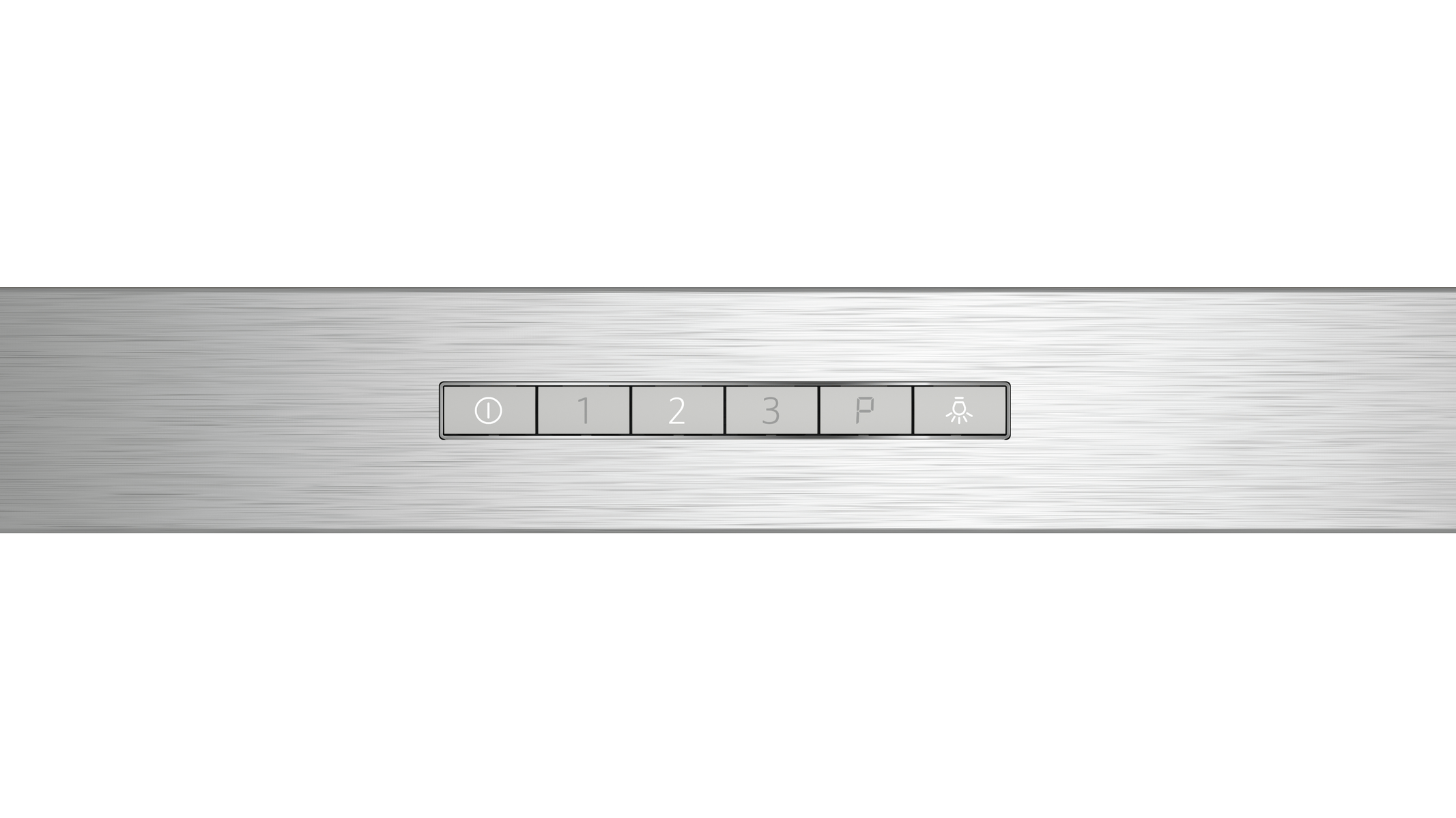 Silbernes Bedienfeld mit Tasten: Ein/Aus, 1, 2, 3, P und ein Lichtsymbol.
