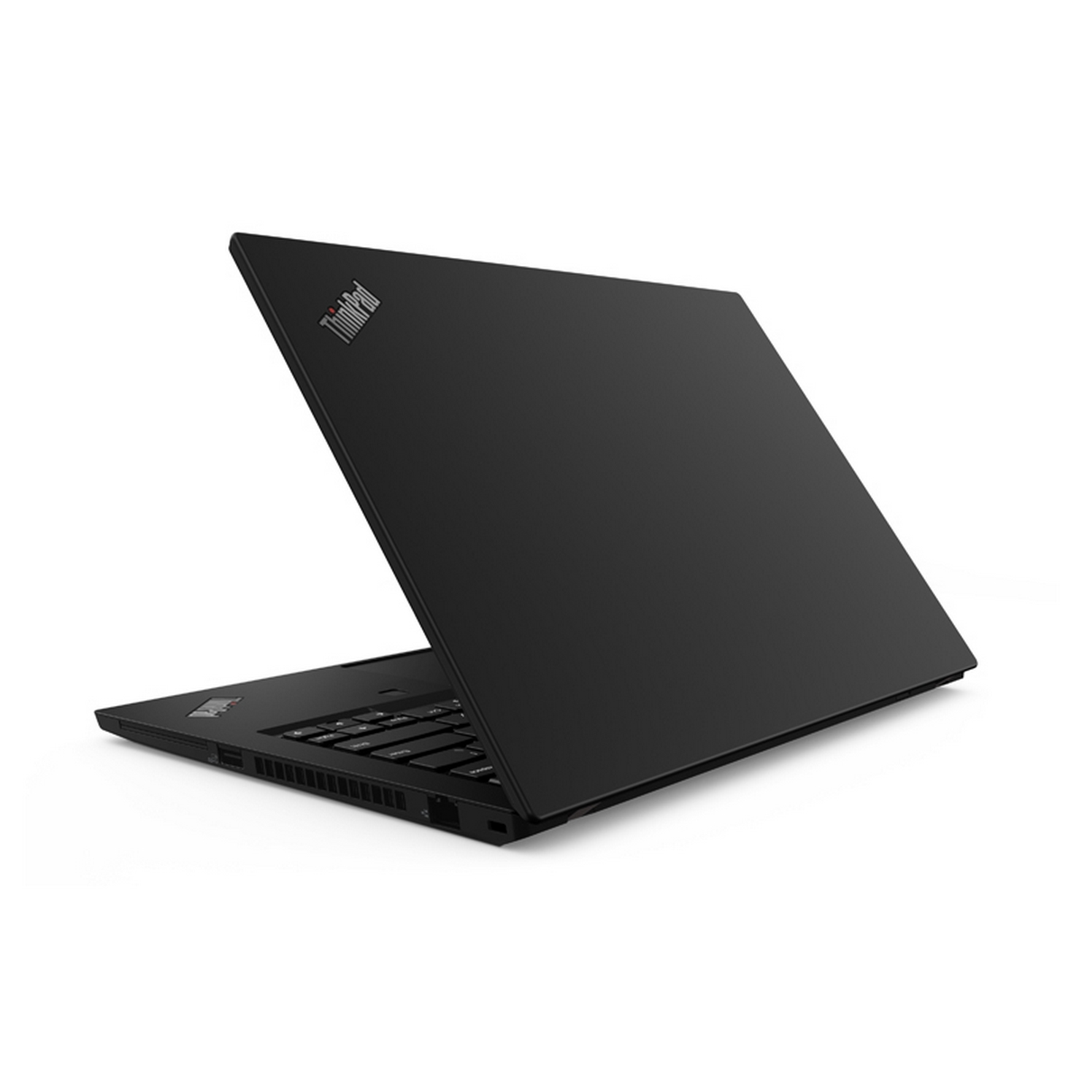 Laptop Lenovo ThinkPad nero chiuso. Logo ThinkPad visibile, sfondo bianco.