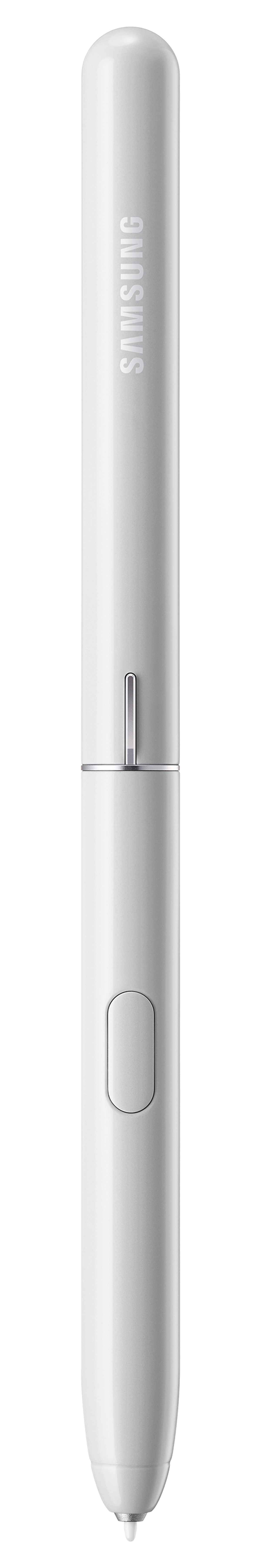 Weißer Samsung-Stift mit Knopf und Markennamen.