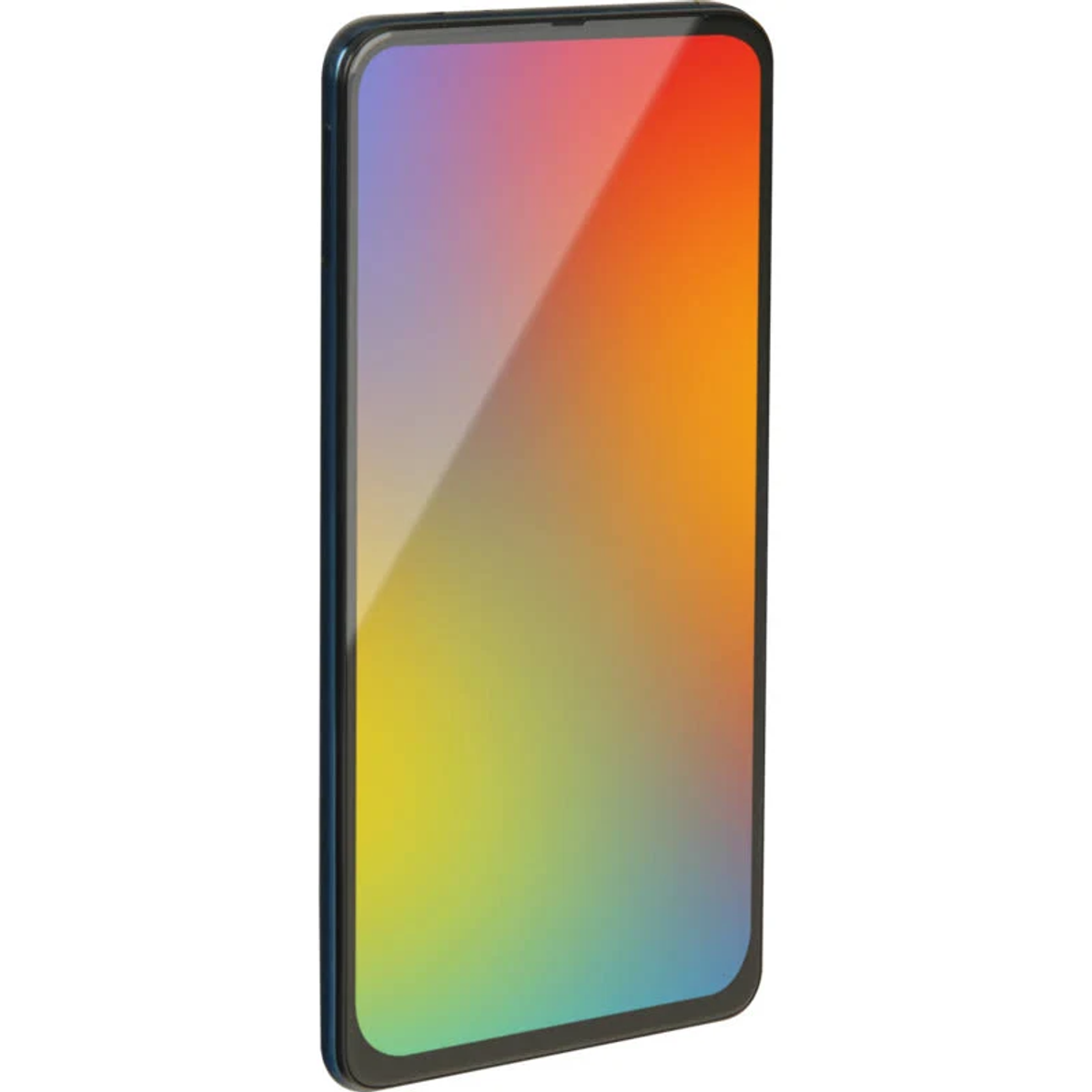 Een smartphonescherm met een verloop van geel naar oranje naar rood, binnen een zwart kader.