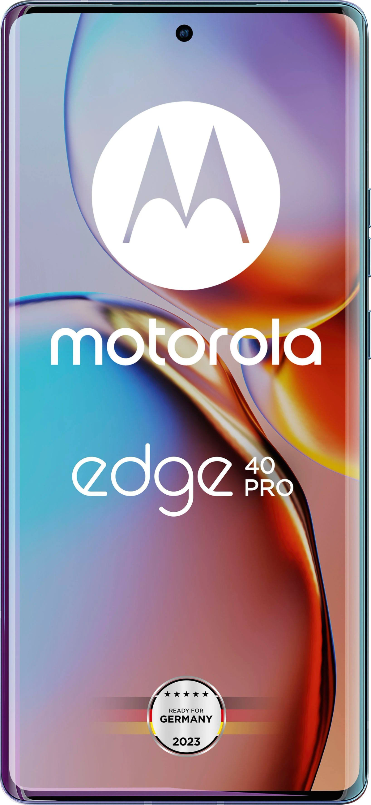 Smartfon z tekstem, logo Motorola i białym tłem.
