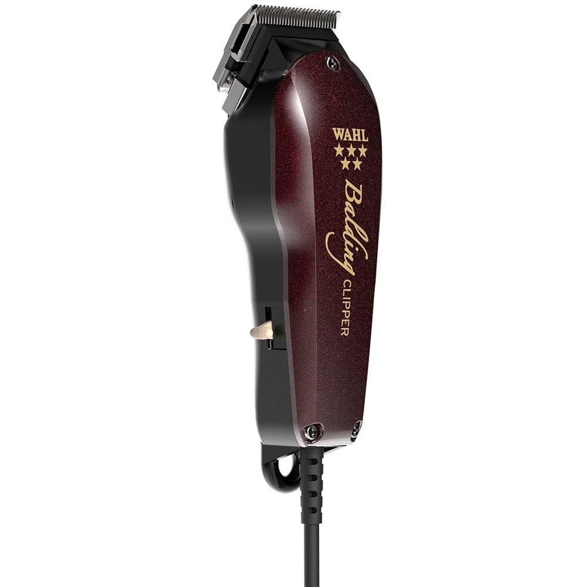 Ein Wahl Balding Clipper, weinrot und schwarz, mit einem Kabel.