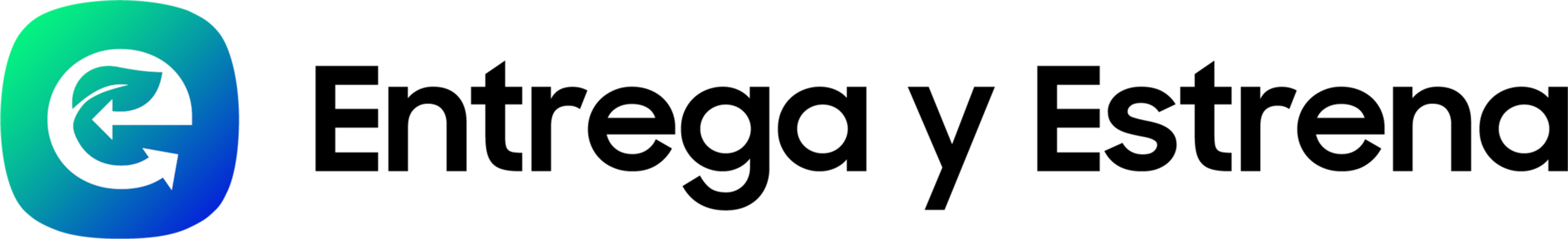 Un logotipo verde y azul con un símbolo de reciclaje y la letra 'e'.