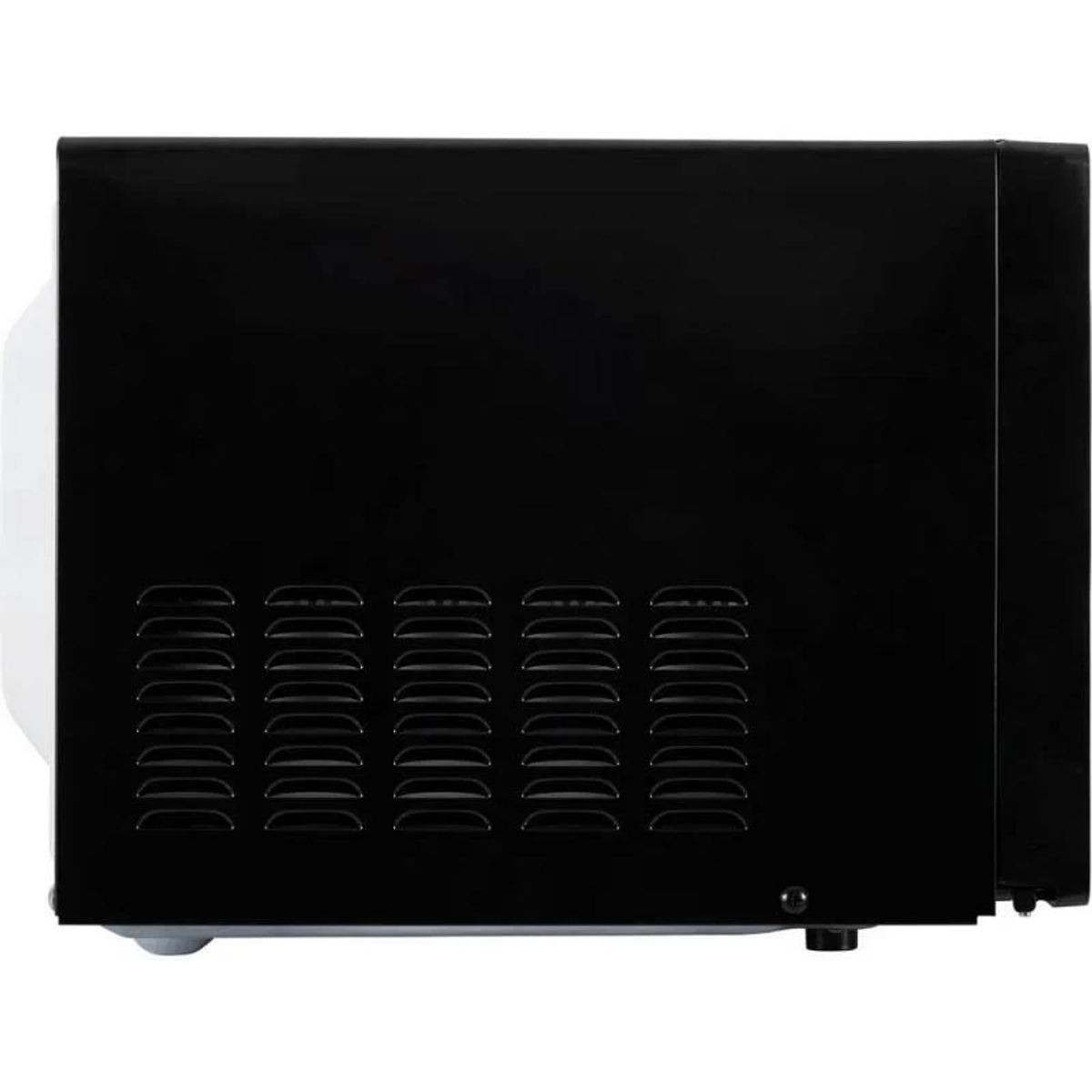 Zwarte magnetron zijaanzicht, met ventilatiegaten.