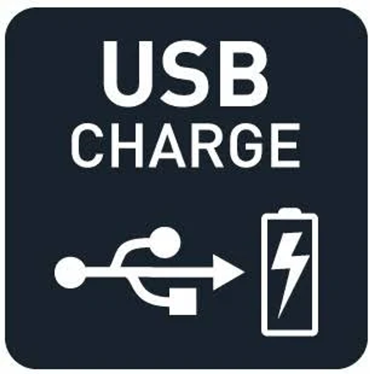 Icono de Carga USB, con un símbolo USB y una batería con un rayo.