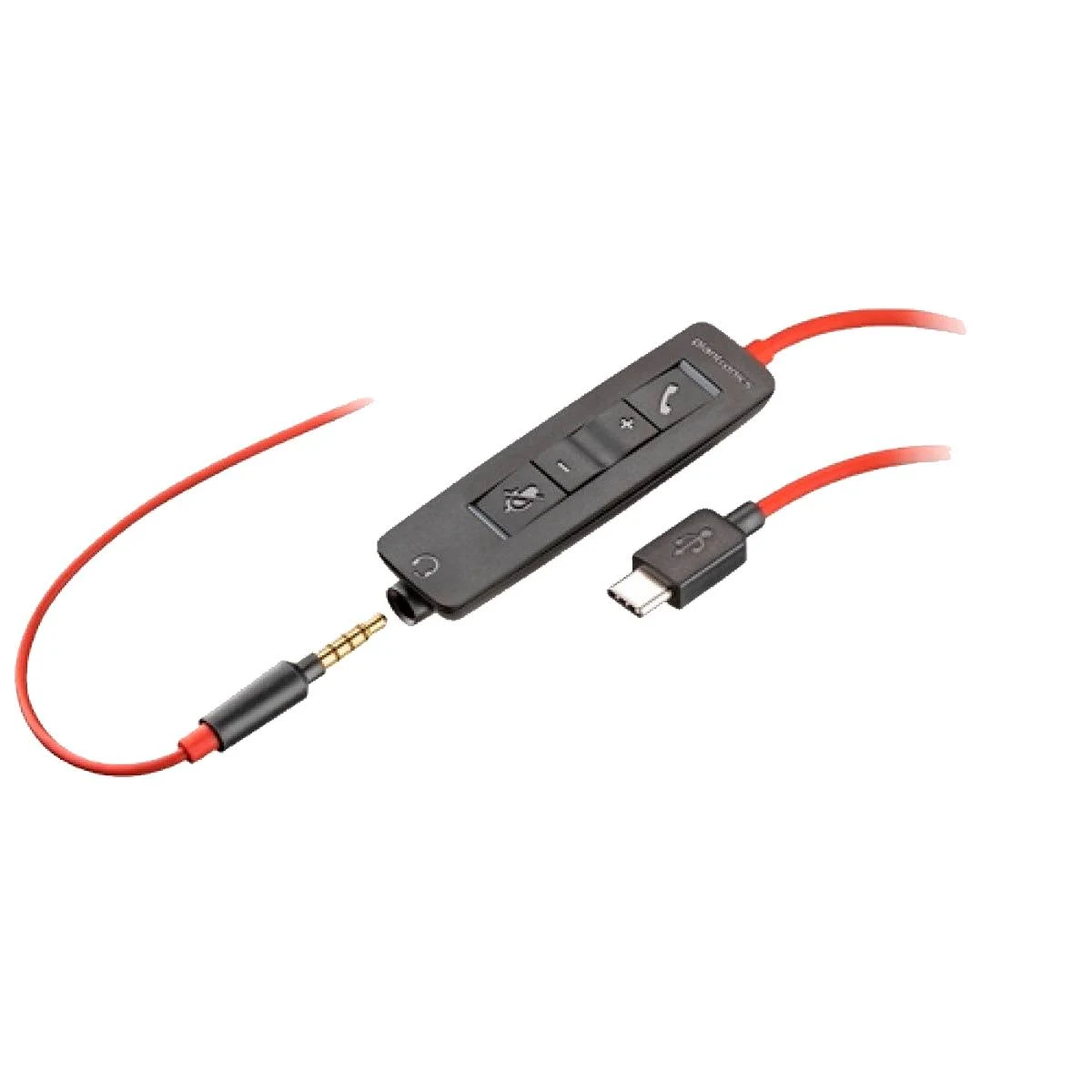 Czerwono-czarna kontrola zestawu słuchawkowego z gniazdem i USB-C.