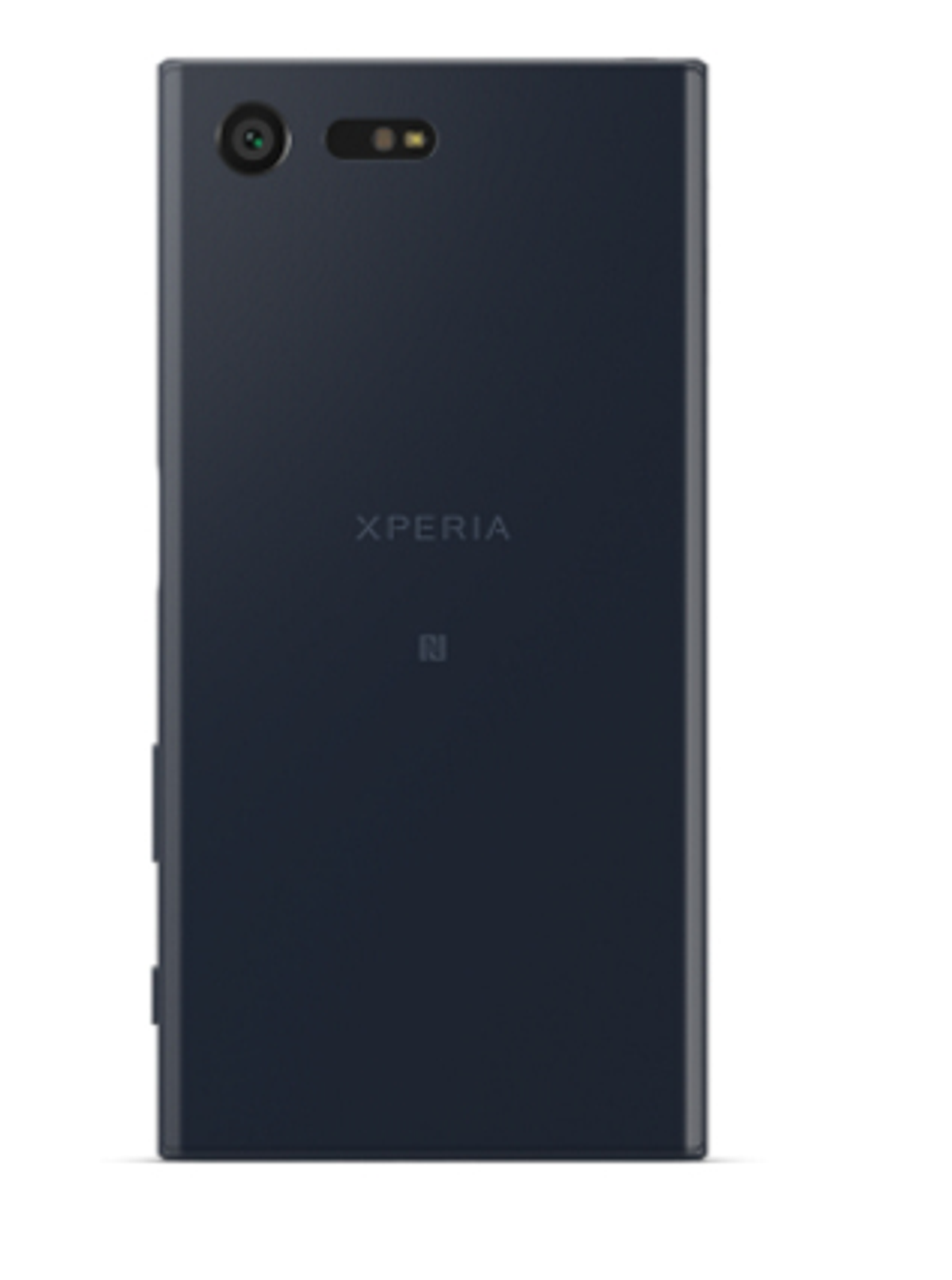 Die Rückseite eines marineblauen Sony Xperia Smartphones. Das Xperia- und N-Logo sind sichtbar.