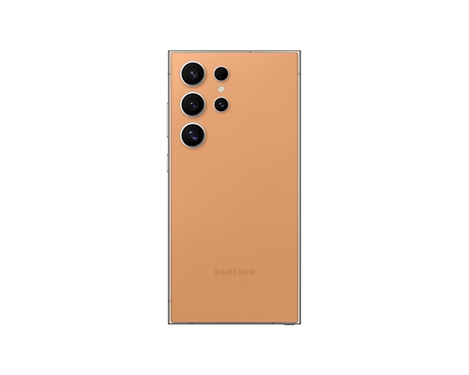 Tył złotego smartfona Samsung, z wieloma aparatami i logo Samsung.