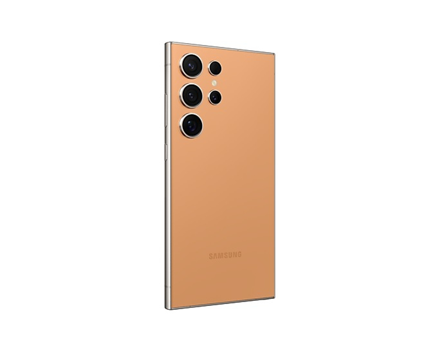 Złoty tył telefonu z aparatami. Widoczne logo Samsung.